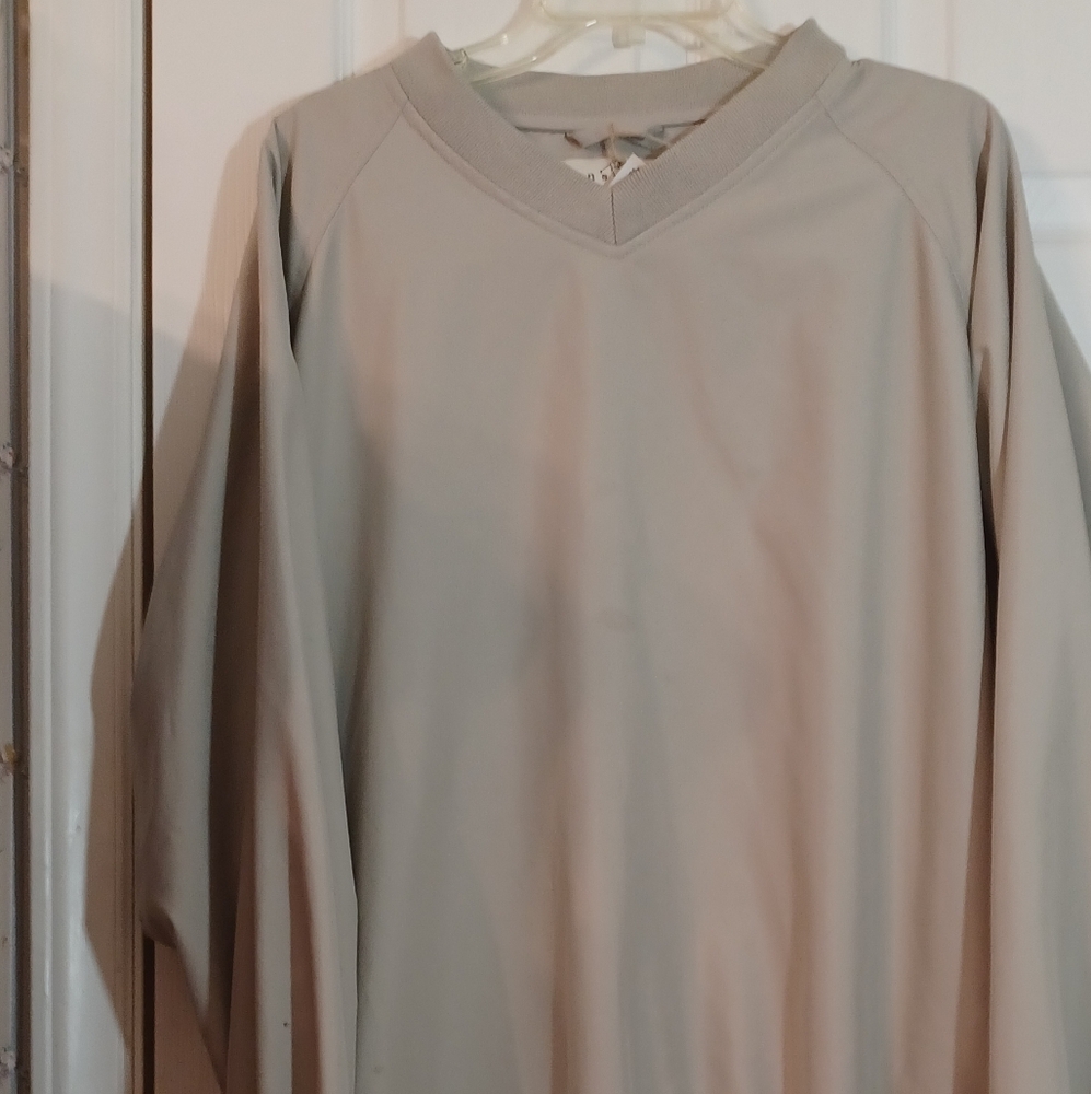 Mens NWOT CONSENSUS Golf Beige Long Sleeve Top Binding Size Large